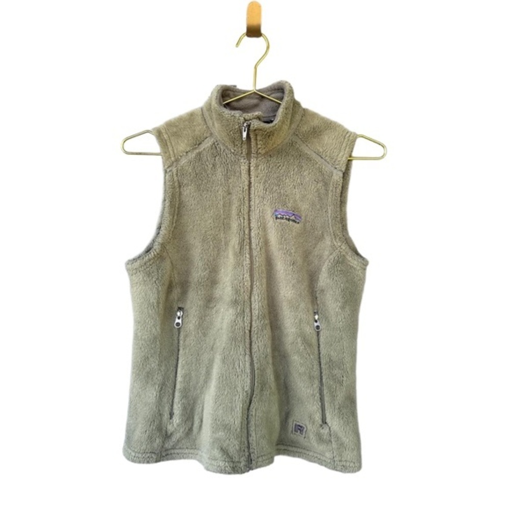 VTG Patagonia Olive Green Fleece Vest Polartec Full Zip Outdoor Gorpcore womens